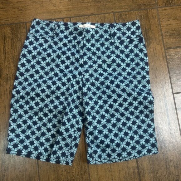 Talbots Blue and Turquoise Geometric Print Bermuda Shorts Size 4 Petite - Picture 6 of 7